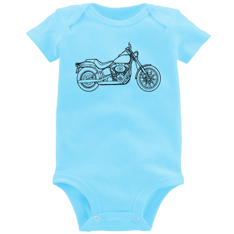 Body Bebê Moto Custom - Azul Bebê