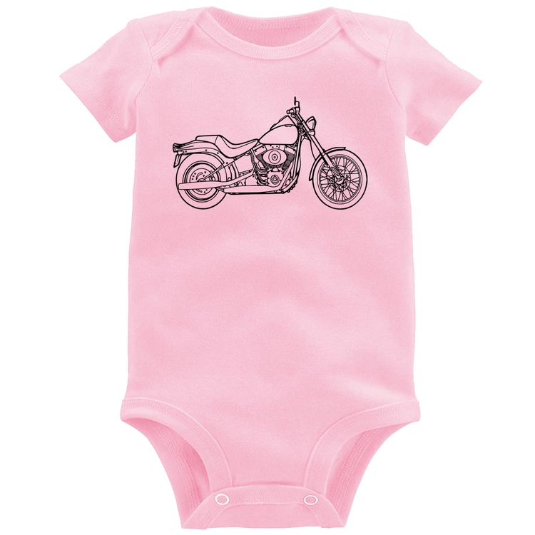 Body Bebê Moto Custom - Rosa Bebê