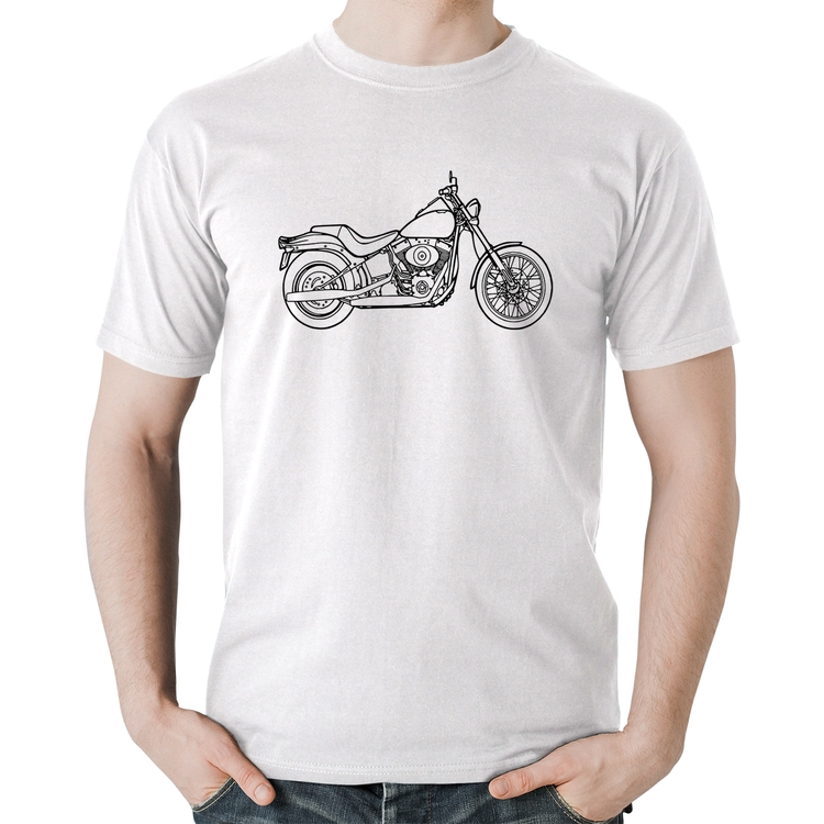 Camiseta Algodão Moto Custom - Branca