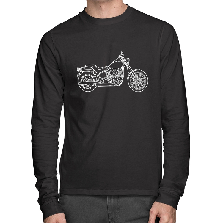 Camiseta Algodão Moto Custom Manga Longa