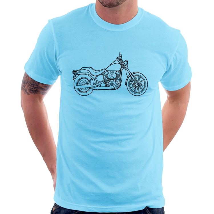 Camiseta Moto Custom - Azul Bebê