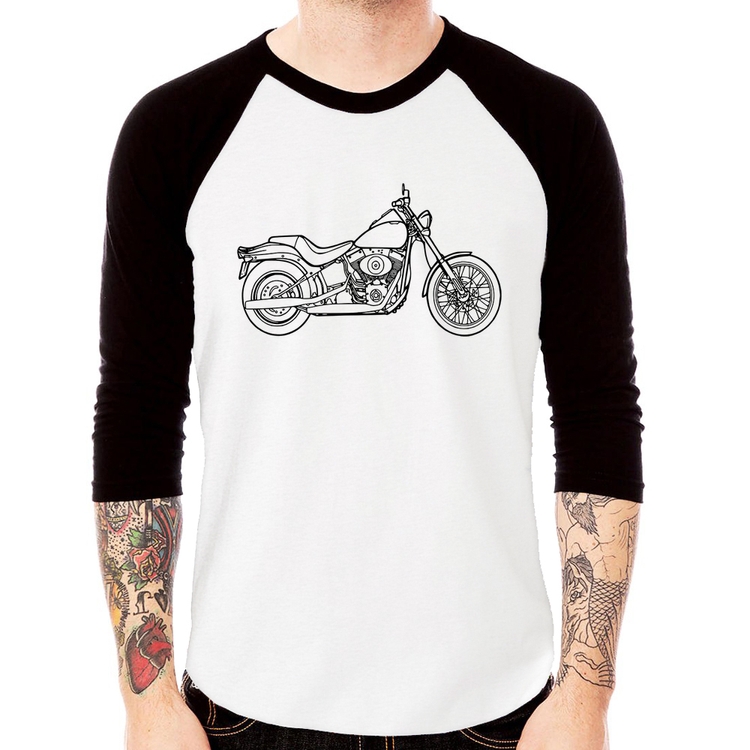 Camiseta Raglan Moto Custom Manga 3/4