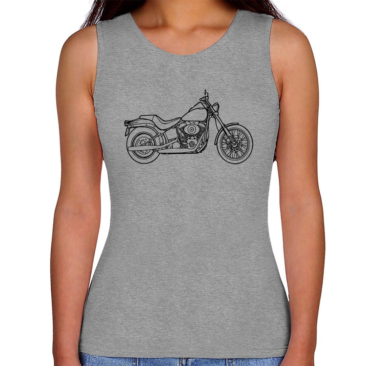 Regata Feminina Moto Custom - Cinza