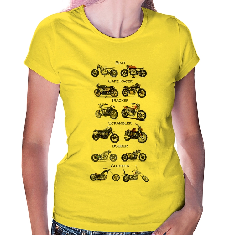 Baby Look Moto Custom Types - Amarela