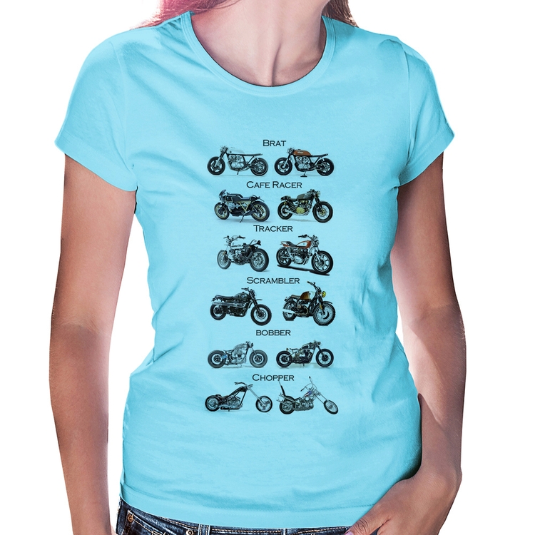 Baby Look Moto Custom Types - Azul Bebê