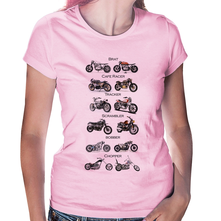 Baby Look Moto Custom Types - Rosa Bebê