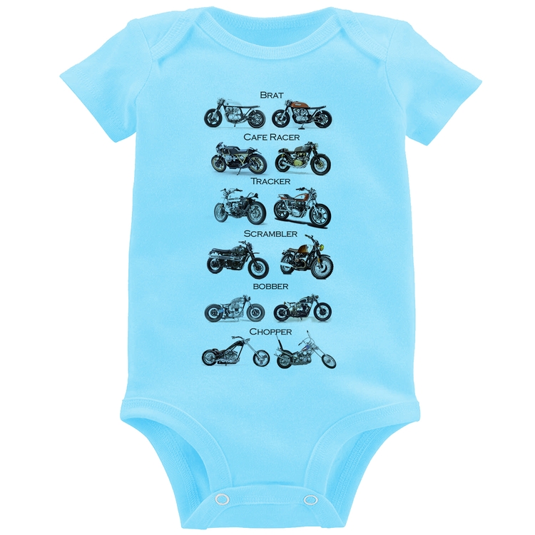 Body Bebê Moto Custom Types - Azul Bebê