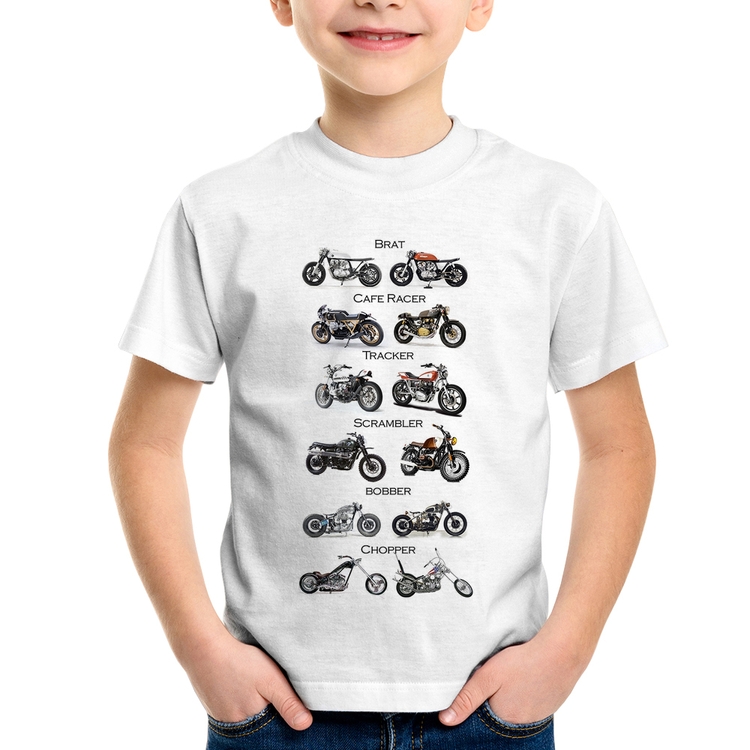 Camiseta Infantil Moto Custom Types