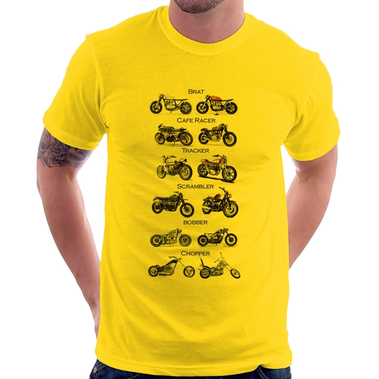 Camiseta Moto Custom Types - Amarela