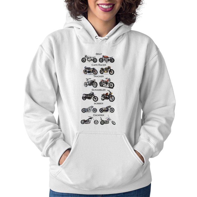 Moletom Feminino Moto Custom Types - Branco