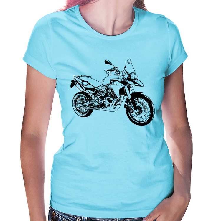 Baby Look Moto F 800 GS Traços - Azul Bebê