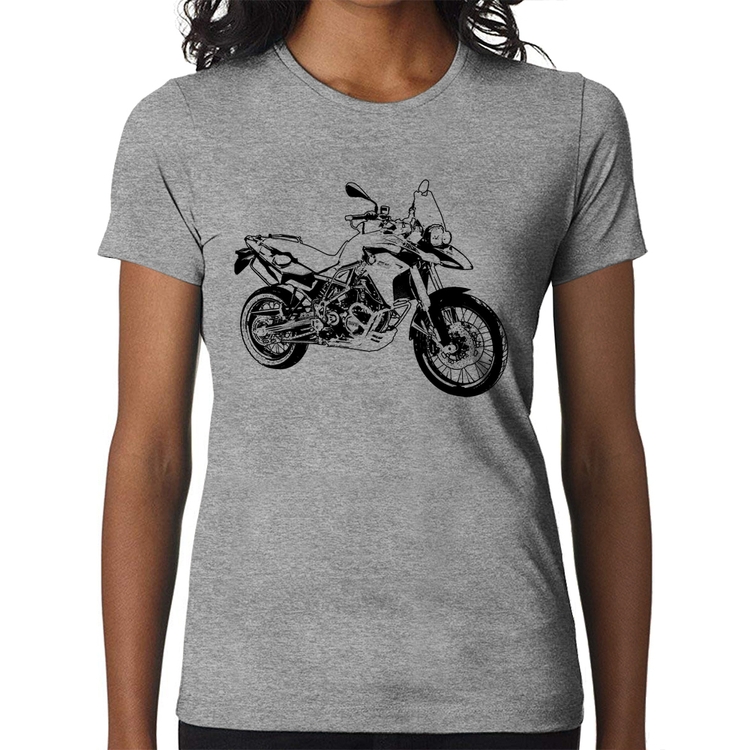 Baby Look Moto F 800 GS Traços - Cinza