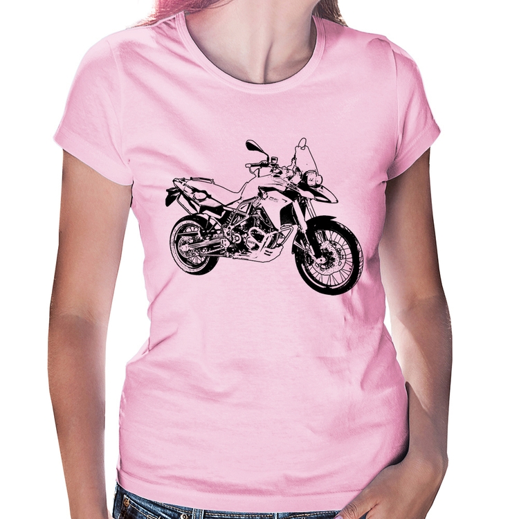 Baby Look Moto F 800 GS Traços - Rosa Bebê