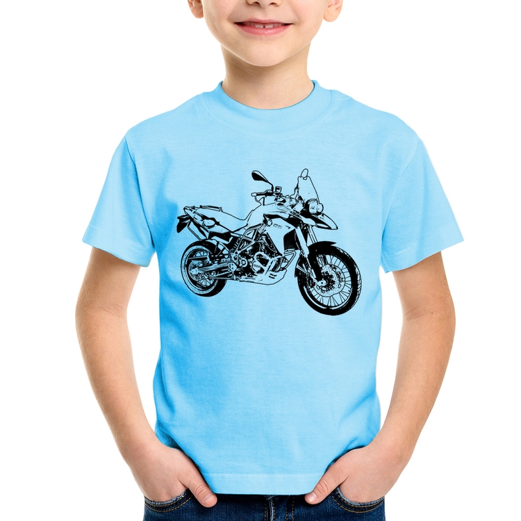 Camiseta Infantil Moto F 800 GS Traços - Azul Bebê