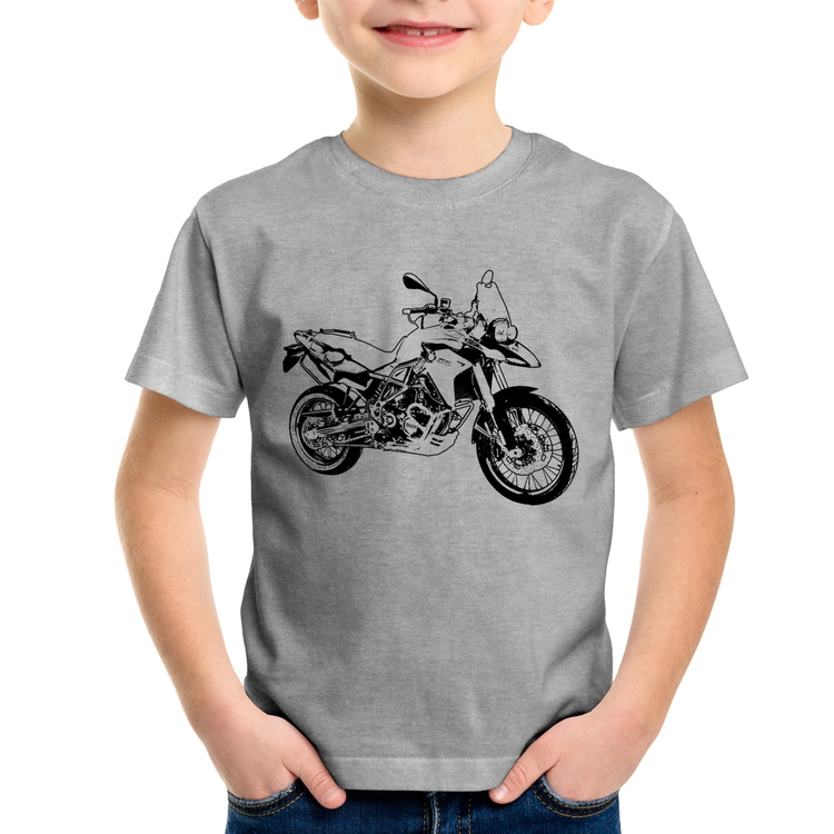 Camiseta Infantil Moto F 800 GS Traços - Cinza