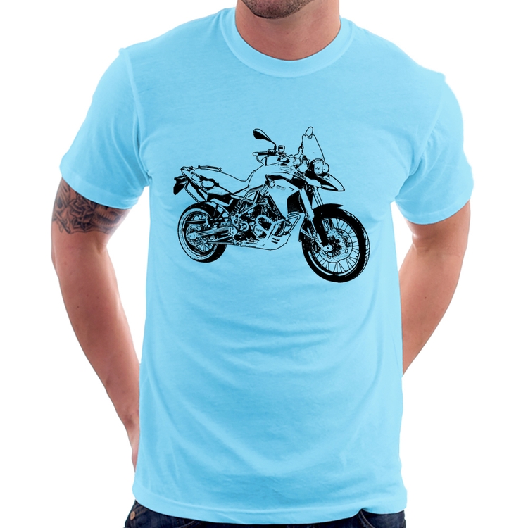 Camiseta Moto F 800 GS Traços - Azul Bebê