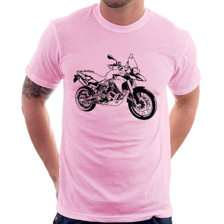 Camiseta Moto F 800 GS Traços - Rosa Bebê