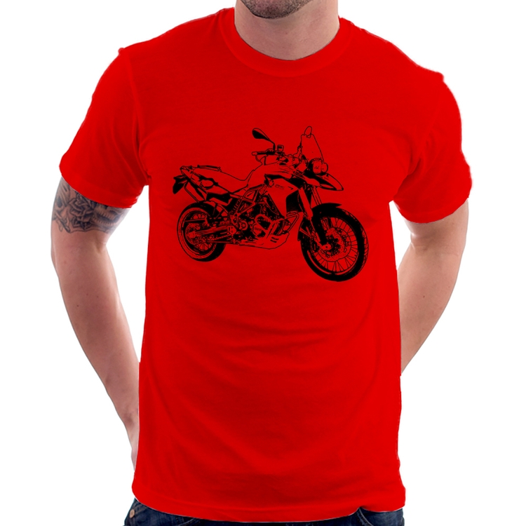 Camiseta Moto F 800 GS Traços - Vermelha