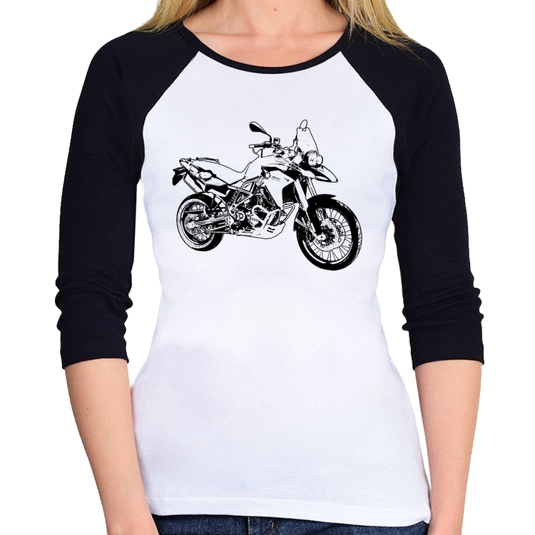 Baby Look Raglan Moto F 800 GS Traços Manga 3/4