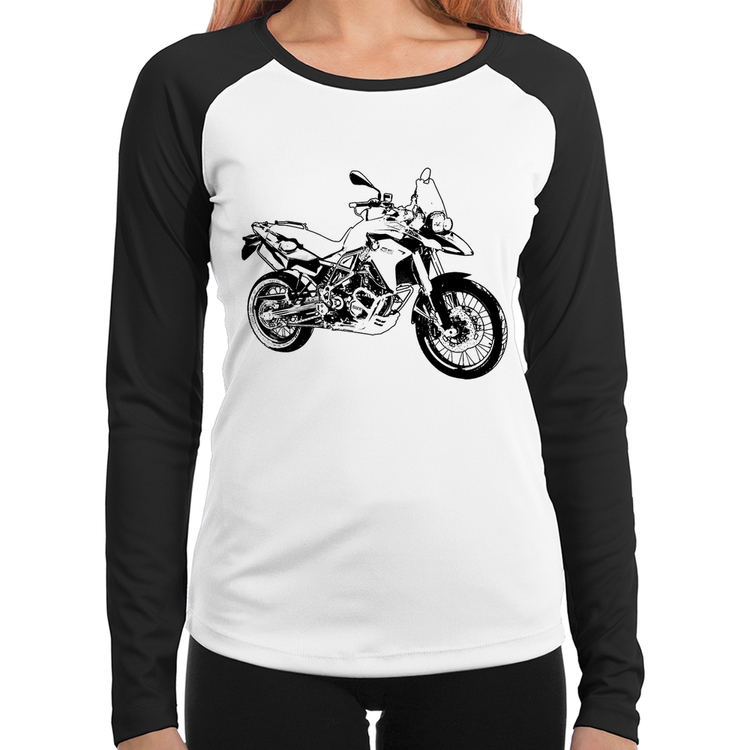 Baby Look Raglan Moto F 800 GS Traços Manga Longa