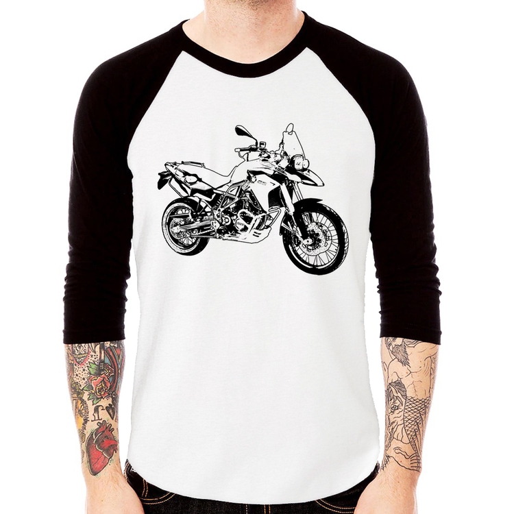 Camiseta Raglan Moto F 800 GS Traços Manga 3/4