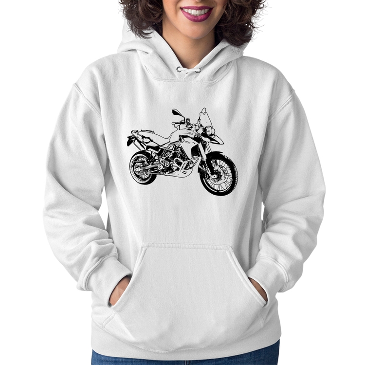 Moletom Feminino Moto F 800 GS Traços - Branco