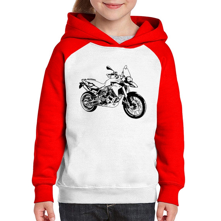 Moletom Infantil Moto F 800 GS Traços - Branco/Vermelho