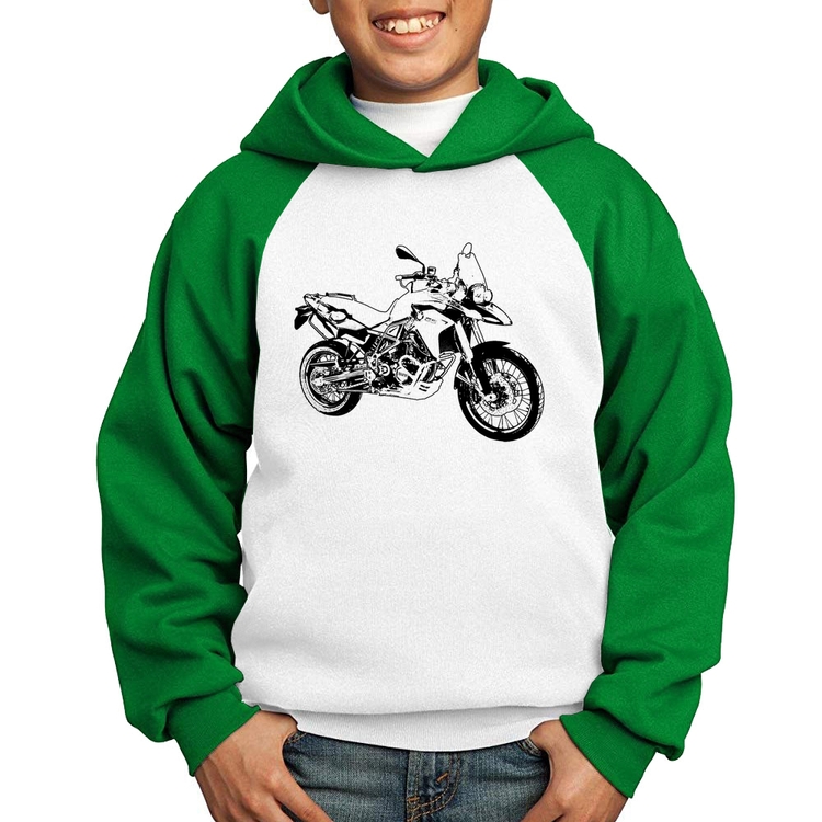 Moletom Infantil Moto F 800 GS Traços - Branco/Verde