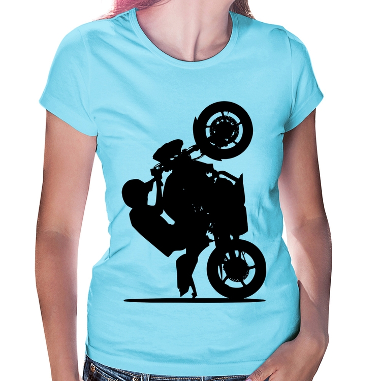 Baby Look Moto Grau XJ6 - Azul Bebê