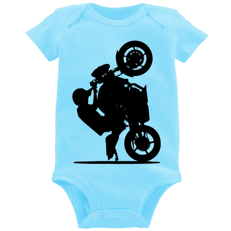 Body Bebê Moto Grau XJ6 - Azul Bebê
