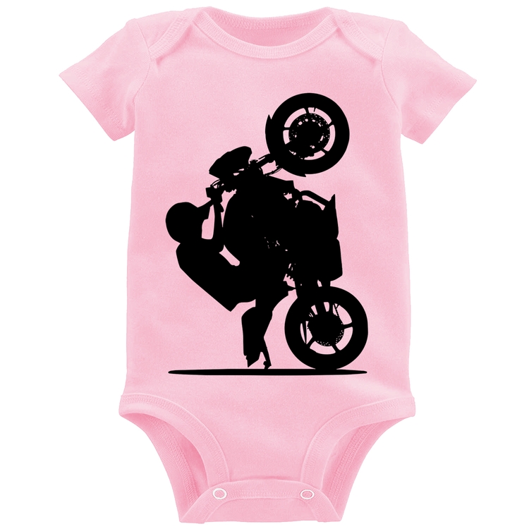 Body Bebê Moto Grau XJ6 - Rosa Bebê