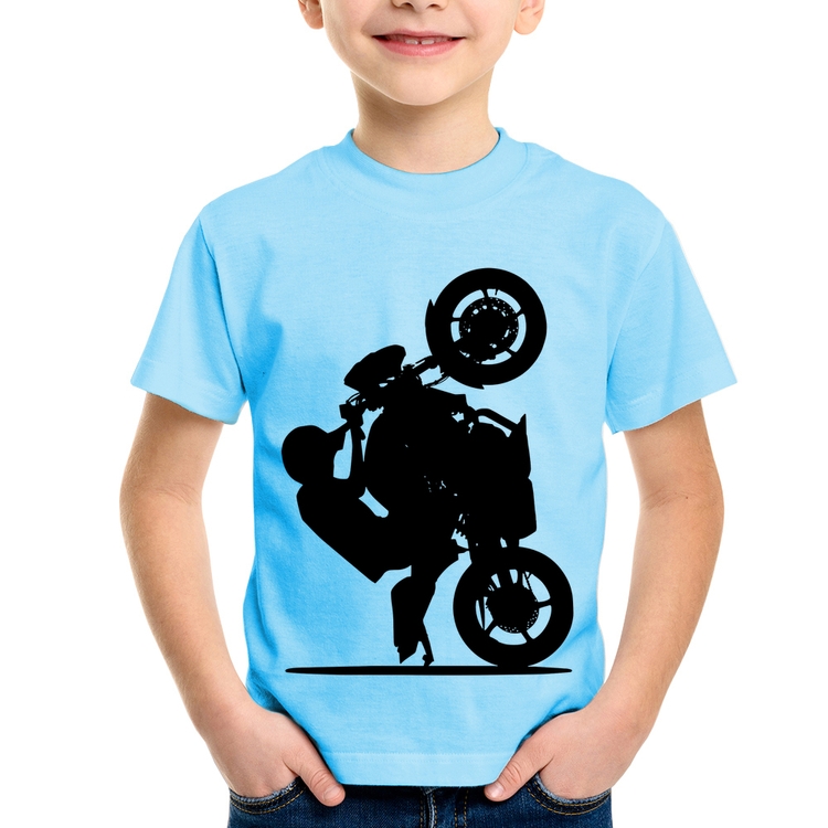 Camiseta Infantil Moto Grau XJ6 - Azul Bebê