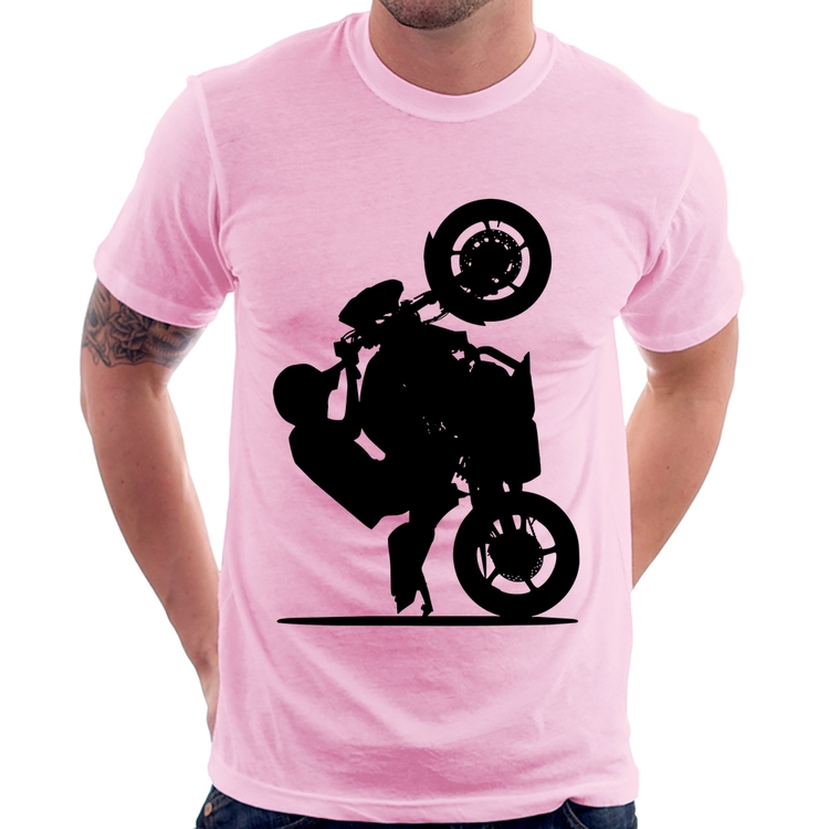 Camiseta Moto Grau XJ6 - Rosa Bebê
