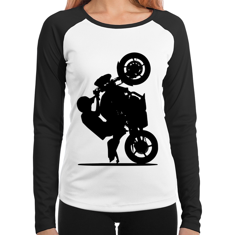 Baby Look Raglan Moto Grau XJ6 Manga Longa