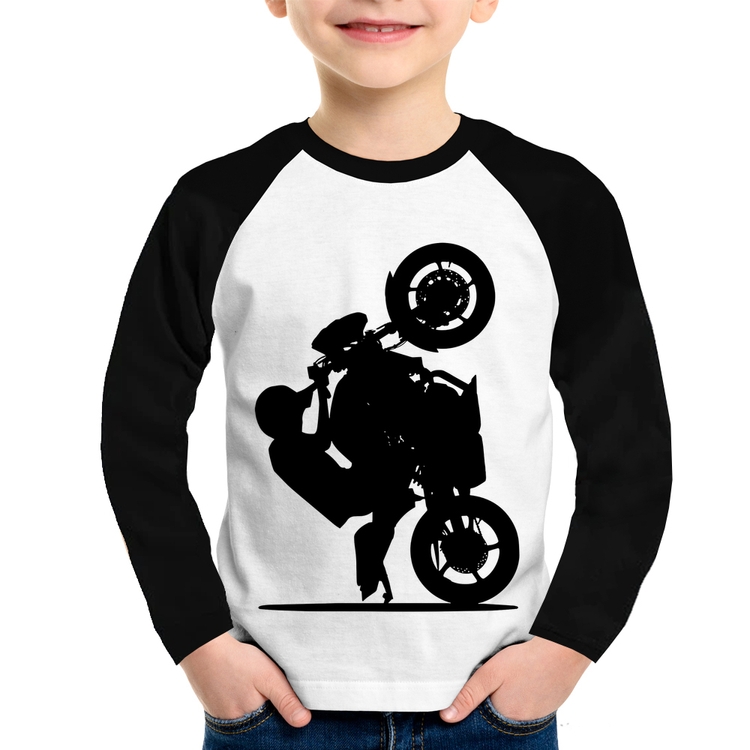 Camiseta Raglan Infantil Moto Grau XJ6 Manga Longa