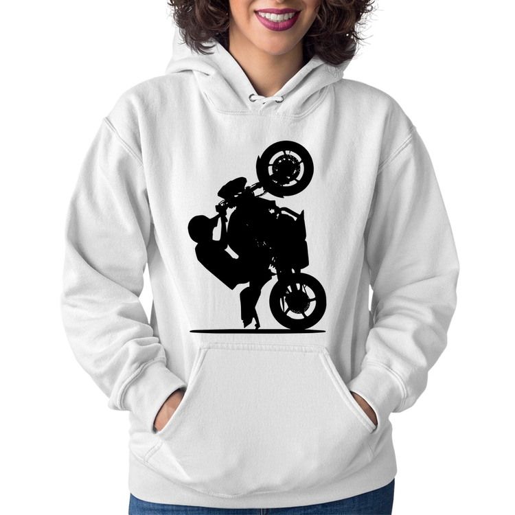 Moletom Feminino Moto Grau XJ6 - Branco
