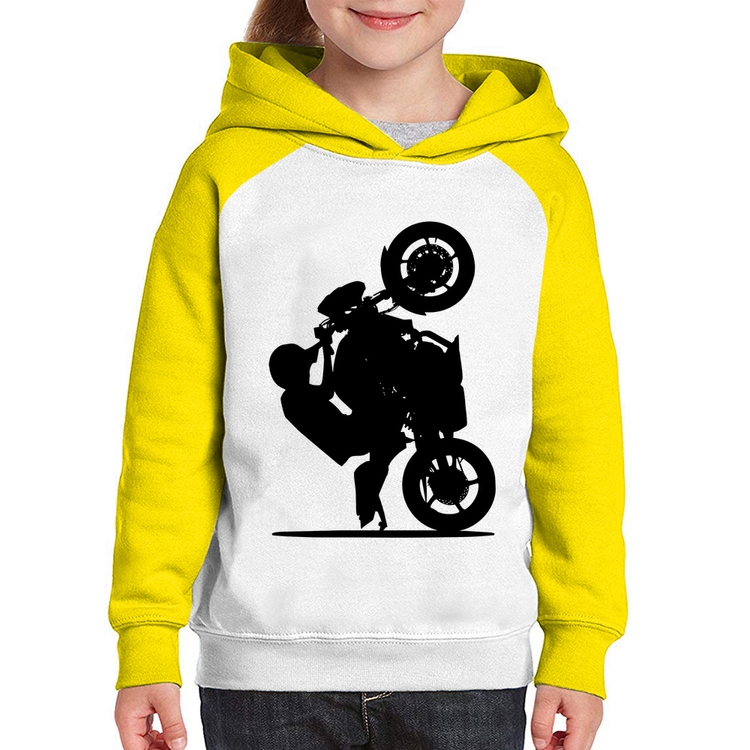 Moletom Infantil Moto Grau XJ6 - Branco/Amarelo