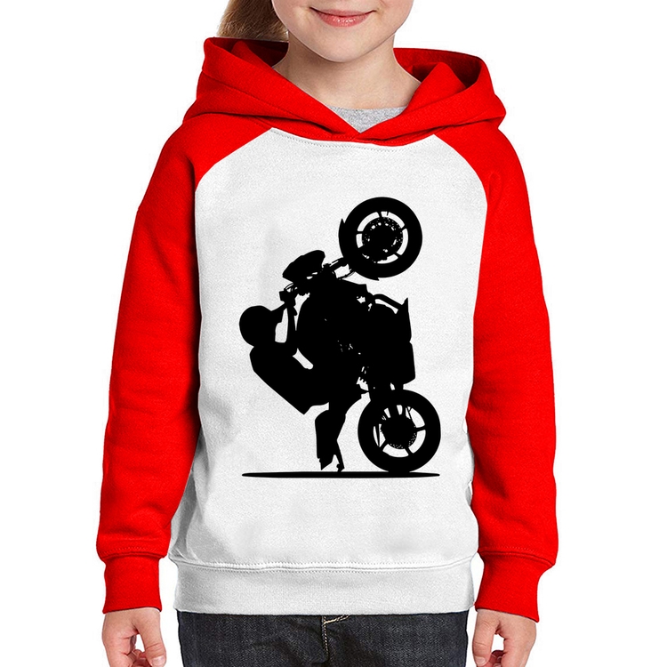 Moletom Infantil Moto Grau XJ6 - Branco/Vermelho