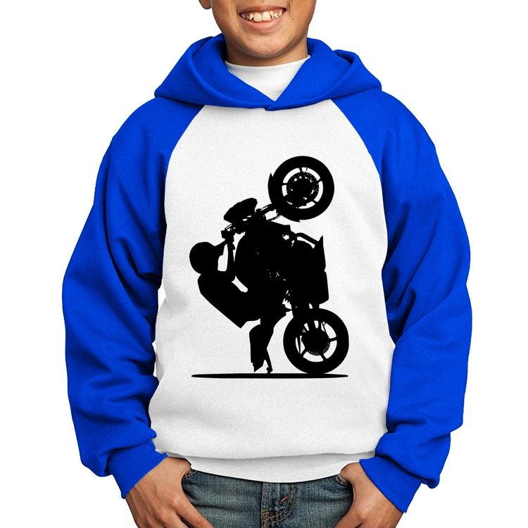 Moletom Infantil Moto Grau XJ6 - Branco/Azul