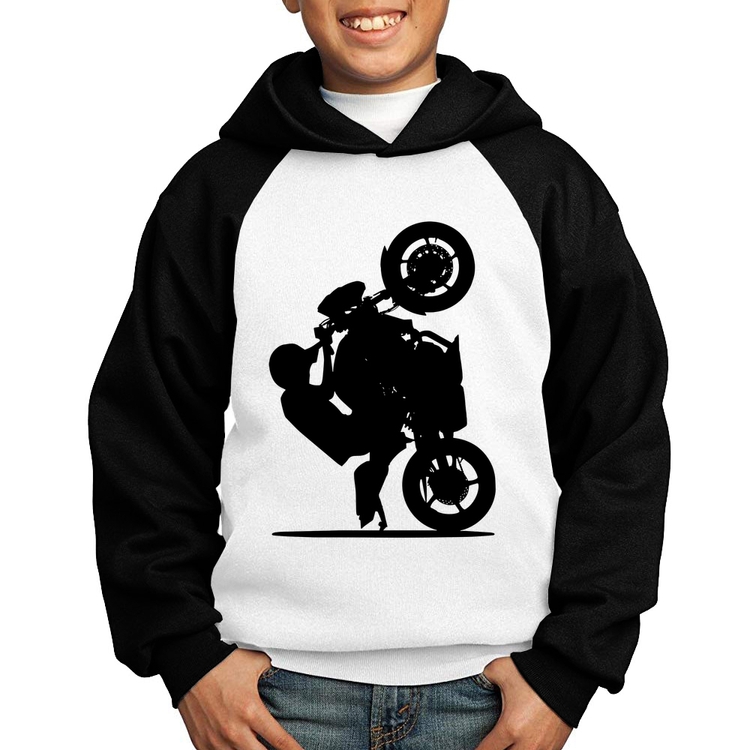 Moletom Infantil Moto Grau XJ6 - Branco/Preto