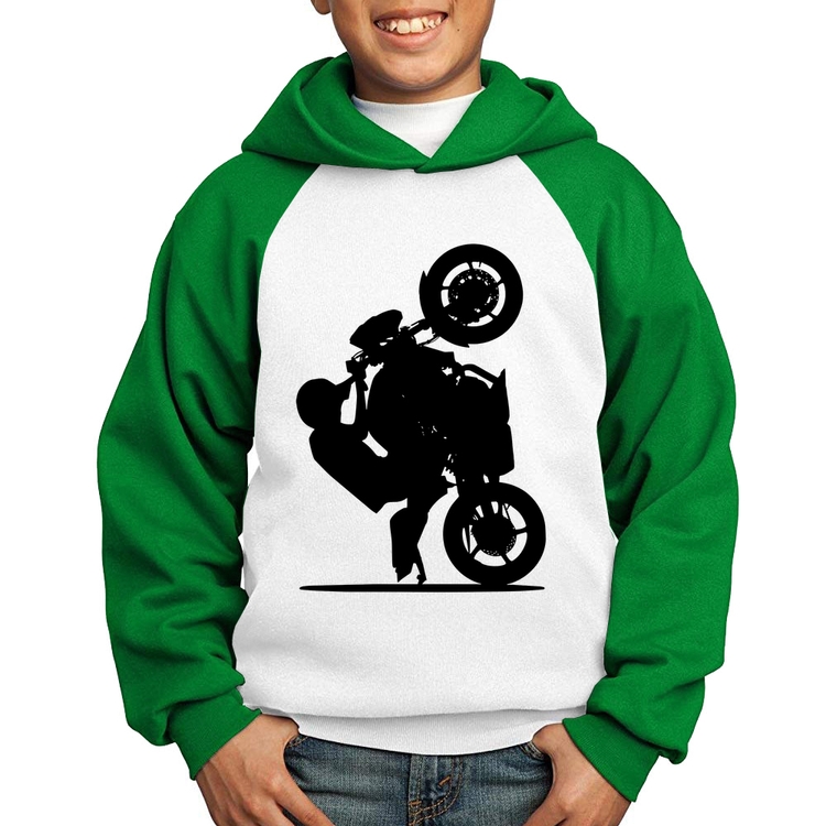 Moletom Infantil Moto Grau XJ6 - Branco/Verde
