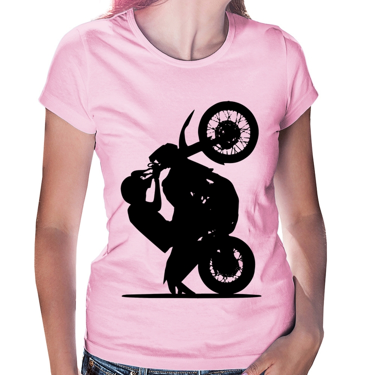 Baby Look Moto Grau XT 660 - Rosa Bebê