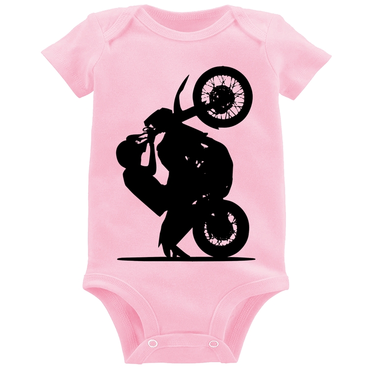 Body Bebê Moto Grau XT 660 - Rosa Bebê