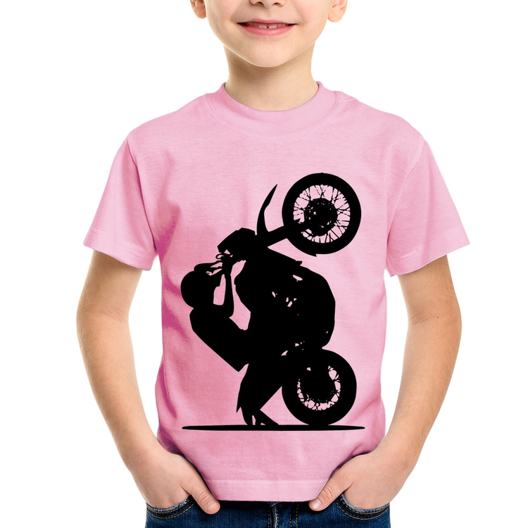Camiseta Infantil Moto Grau XT 660 - Rosa Bebê