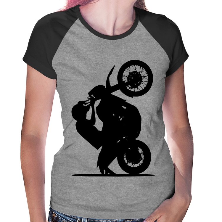 Baby Look Raglan Moto Grau XT 660 - Cinza/Preto