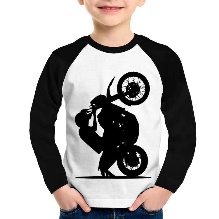 Camiseta Raglan Infantil Moto Grau XT 660 Manga Longa
