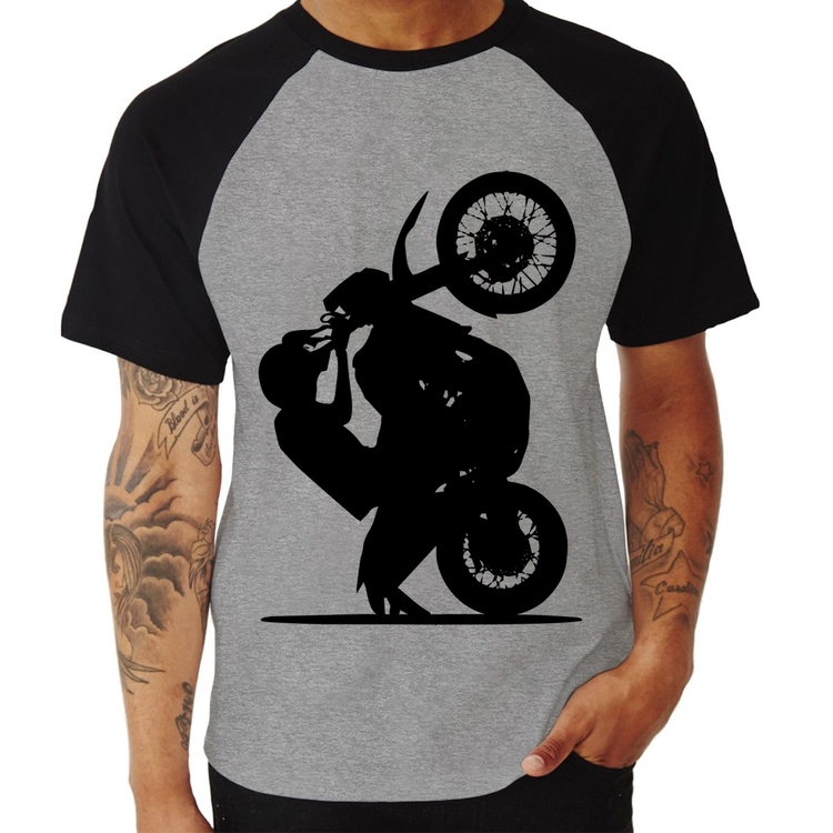 Camiseta Raglan Moto Grau XT 660 - Cinza/Preto