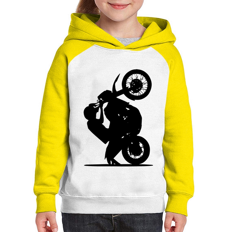 Moletom Infantil Moto Grau XT 660 - Branco/Amarelo