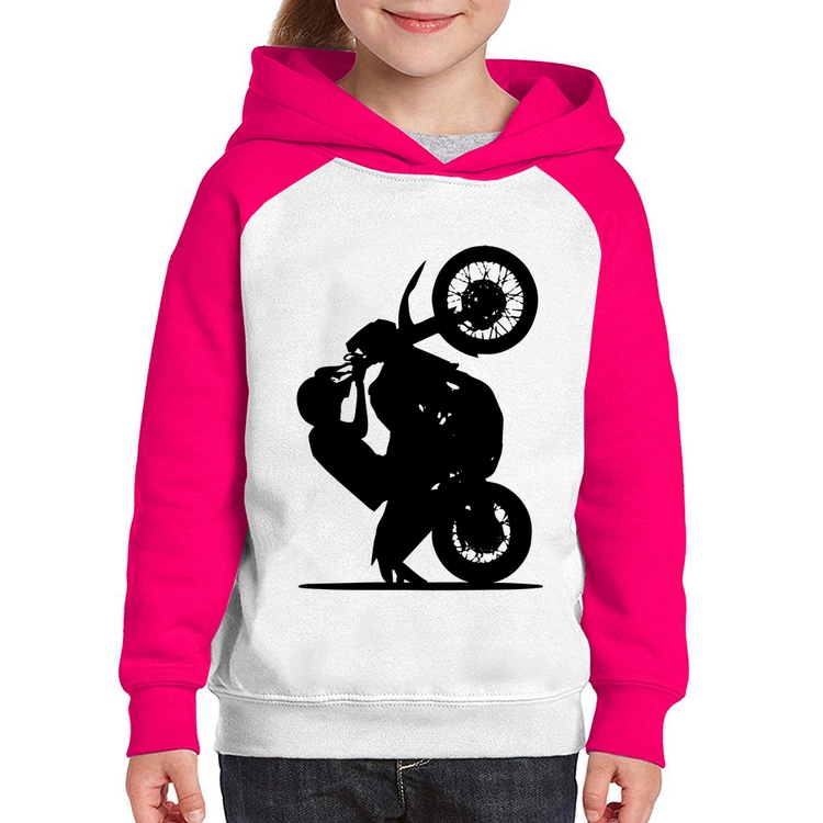 Moletom Infantil Moto Grau XT 660 - Branco/Rosa