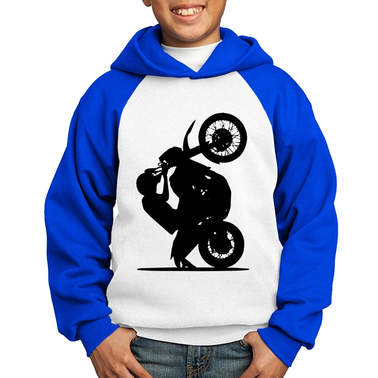 Moletom Infantil Moto Grau XT 660 - Branco/Azul